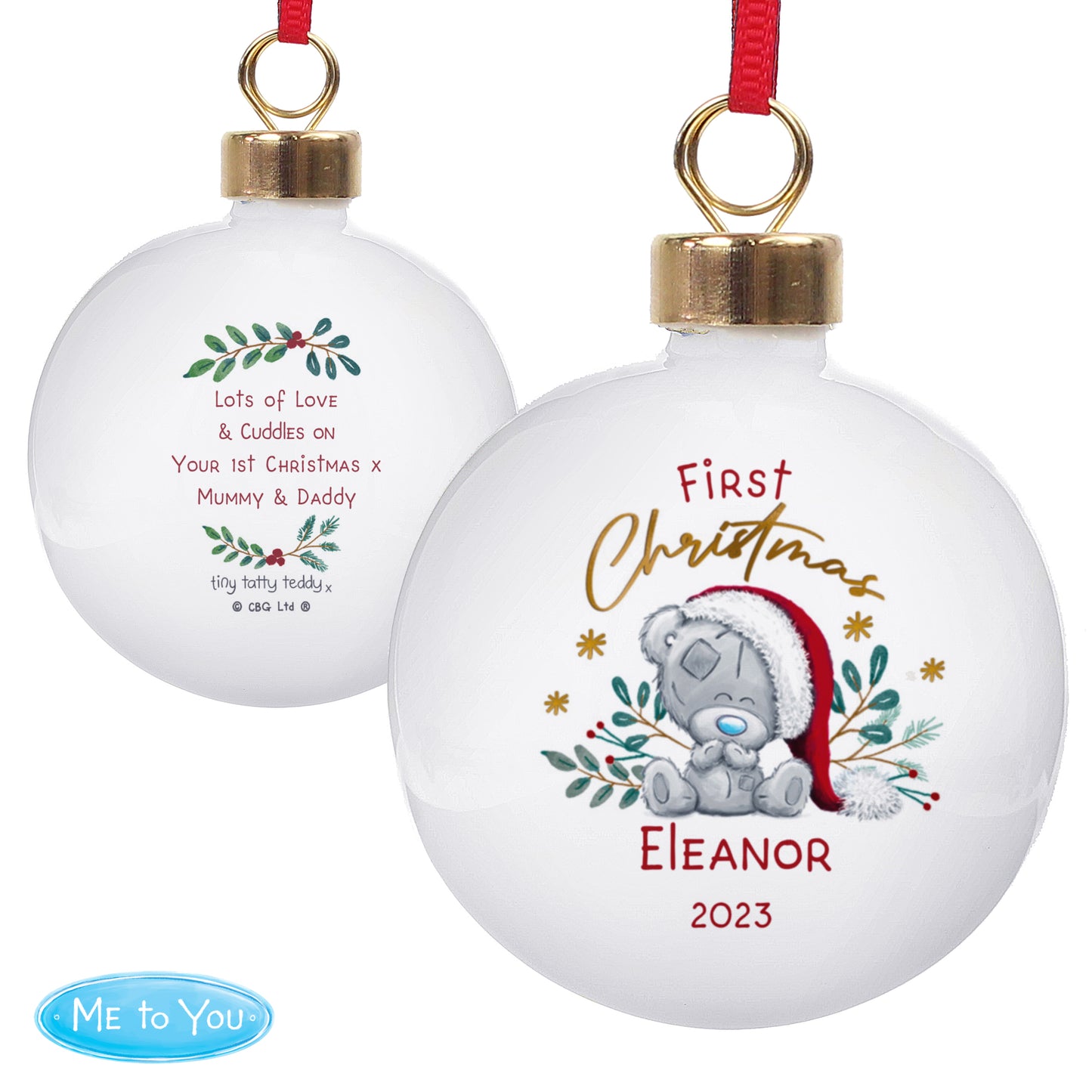 Personalised First Christmas Tiny Tatty Teddy Bauble - MK&JD Gifts