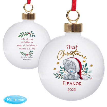 Personalised First Christmas Tiny Tatty Teddy Bauble - MK&JD Gifts