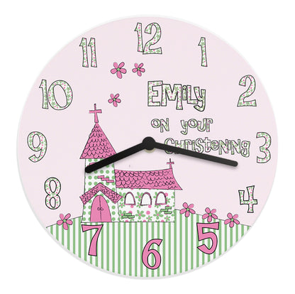 Personalised Whimsical Church Christening Clock - MK&JD Gifts