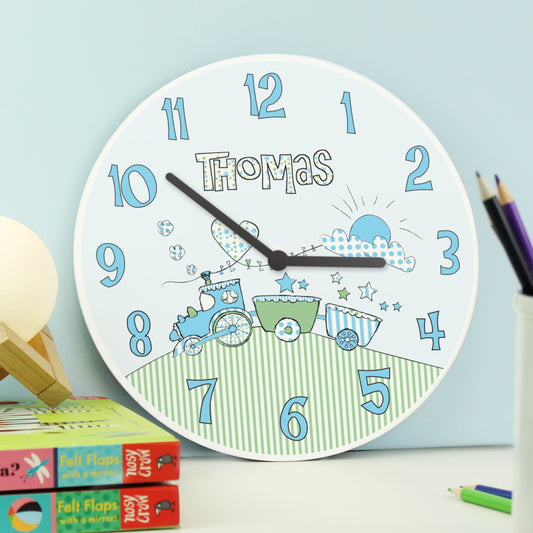 Personalised Whimsical Train Clock - MK&JD Gifts