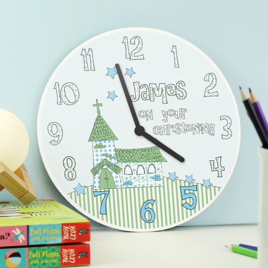 Personalised Church Boys Christening Clock - MK&JD Gifts