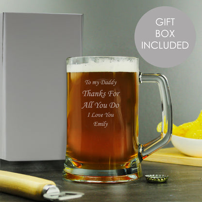 Engraved Personalised Glass Pint Stern Tankard - MK&JD Gifts