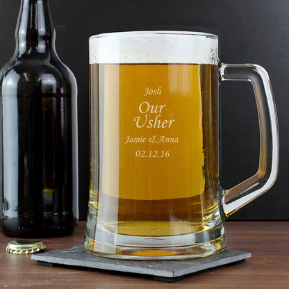 Engraved Personalised Glass Pint Stern Tankard - MK&JD Gifts