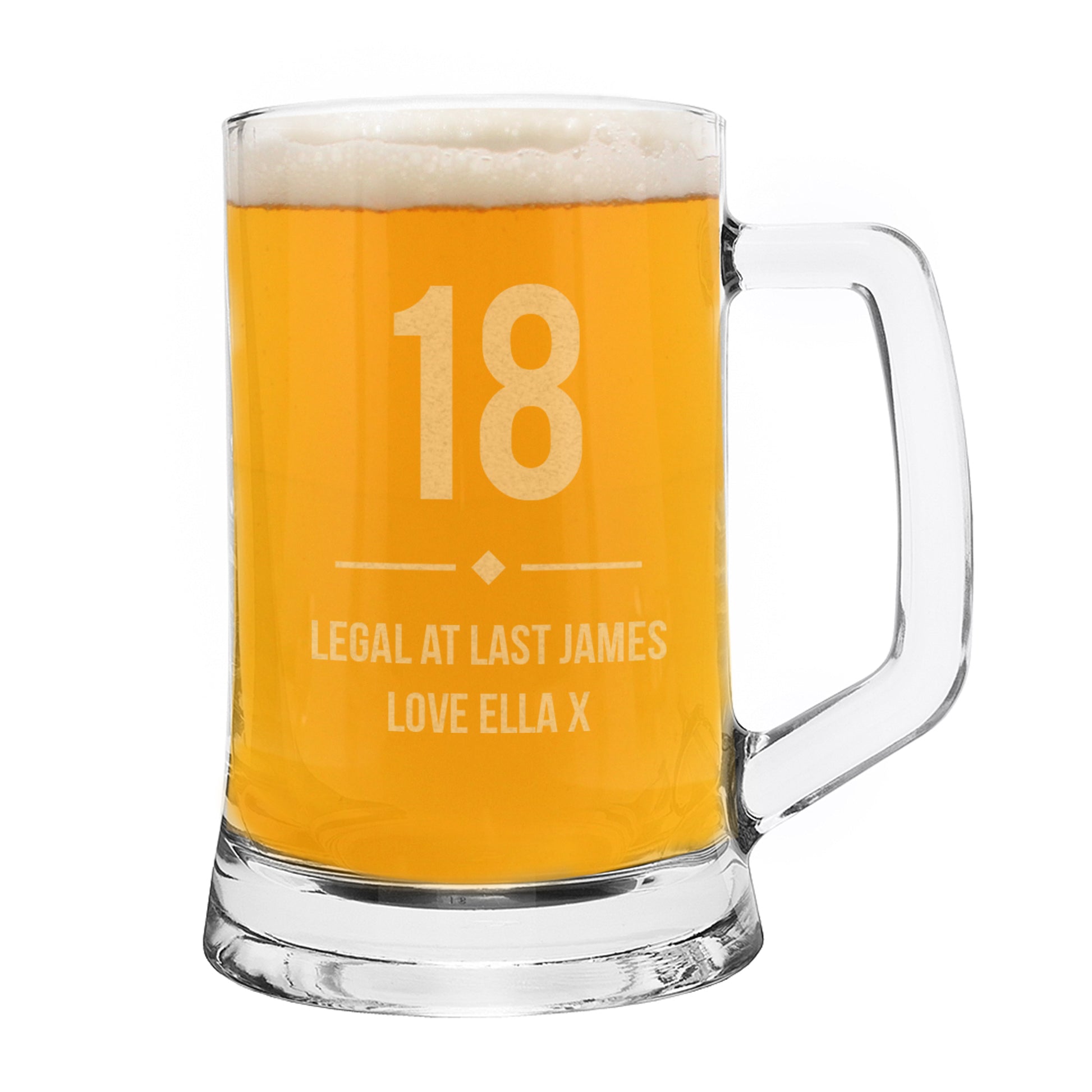 Personalised Big Age Glass Pint Stern Tankard - MK&JD Gifts