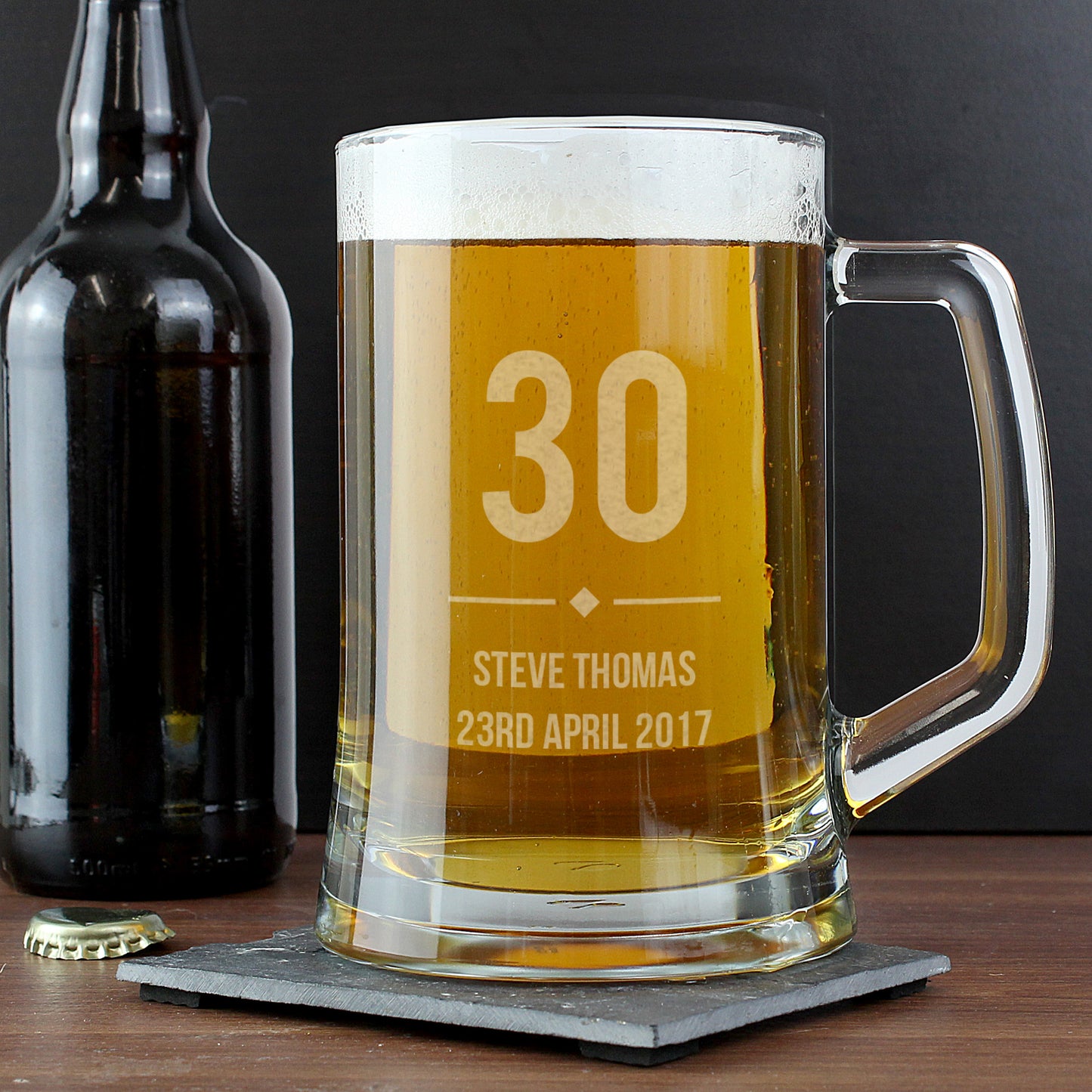 Personalised Big Age Glass Pint Stern Tankard - MK&JD Gifts