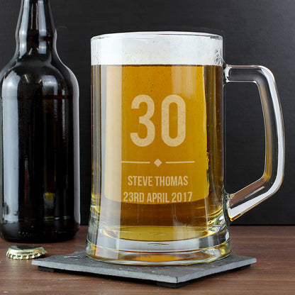 Personalised Big Age Glass Pint Stern Tankard - MK&JD Gifts