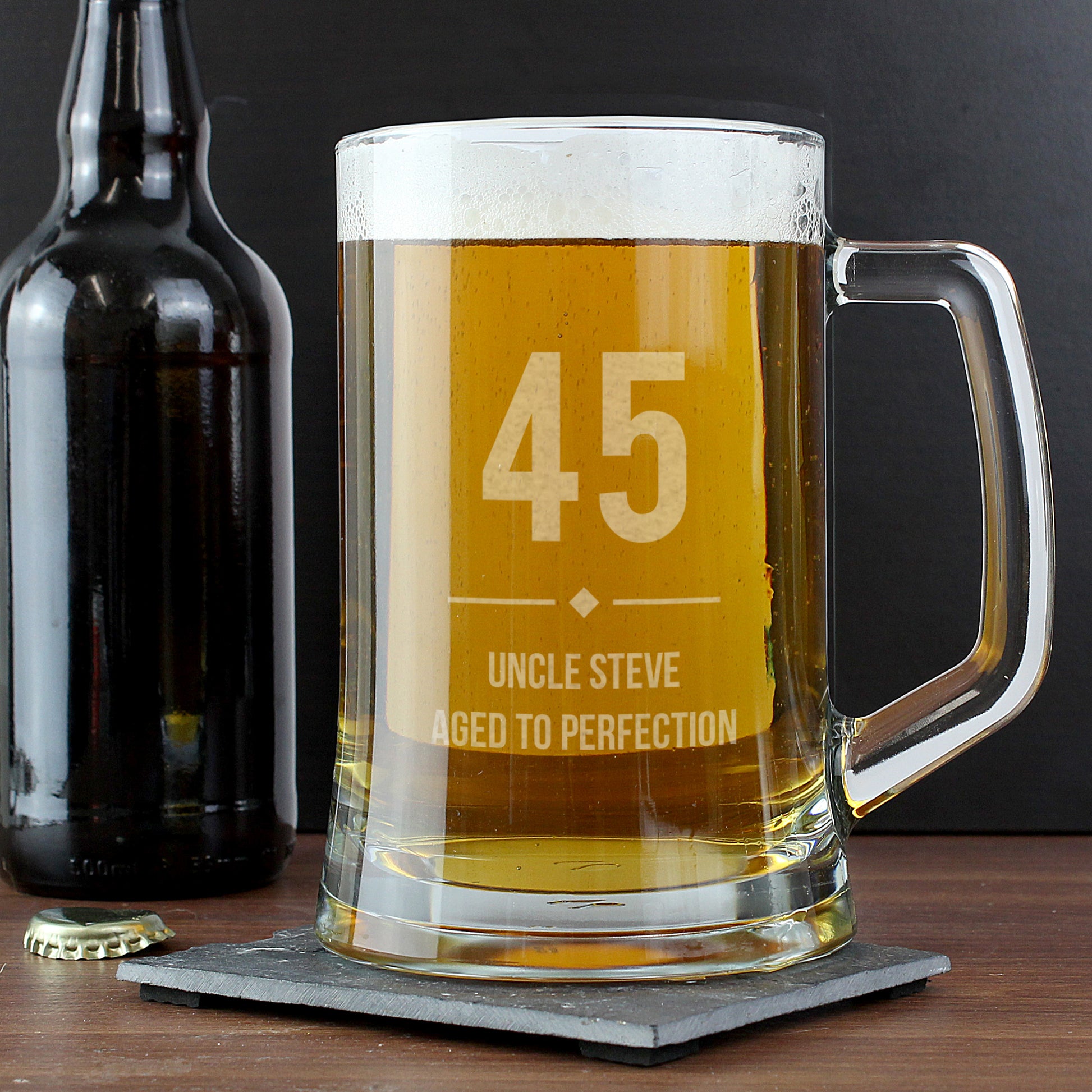 Personalised Big Age Glass Pint Stern Tankard - MK&JD Gifts