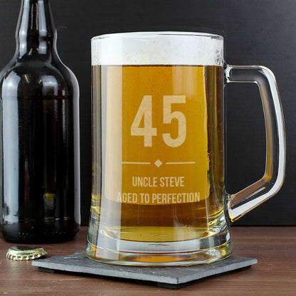 Personalised Big Age Glass Pint Stern Tankard - MK&JD Gifts