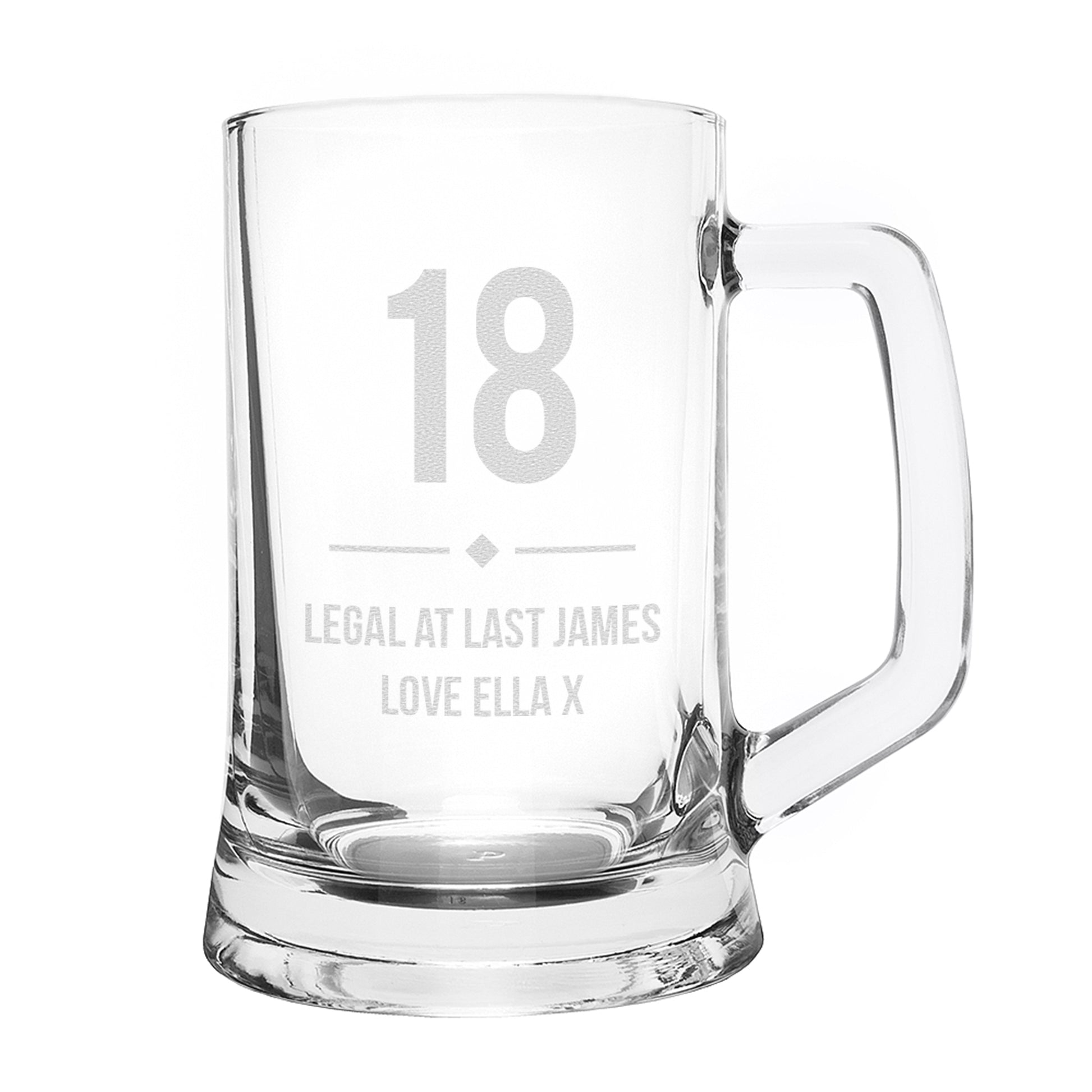 Personalised Big Age Glass Pint Stern Tankard - MK&JD Gifts