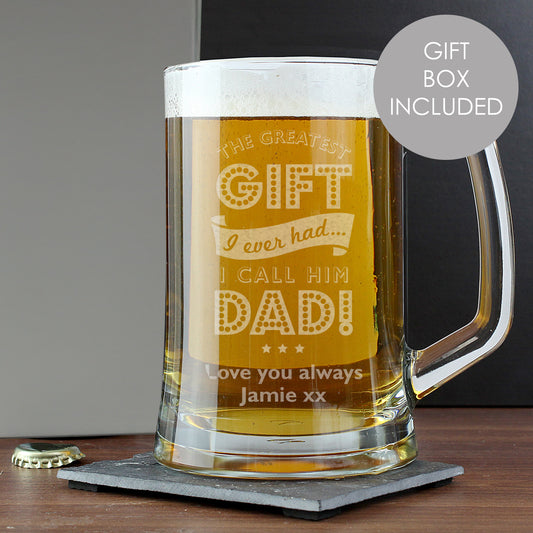 Personalised Greatest Dad Glass Pint Stern Tankard - MK&JD Gifts