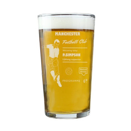 Personalised Vintage Football Supporter's Pint Glass - MK&JD Gifts