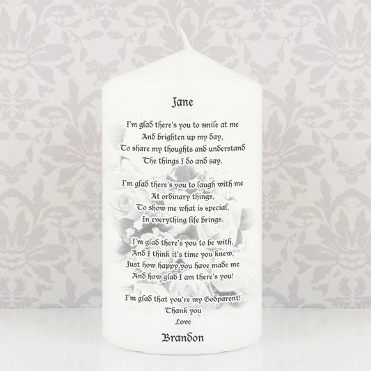 Personalised Godparent Pillar Candle - MK&JD Gifts