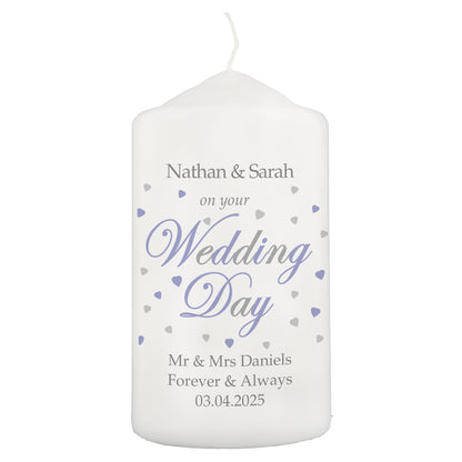 Personalised Wedding Day Pillar Candle - MK&JD Gifts