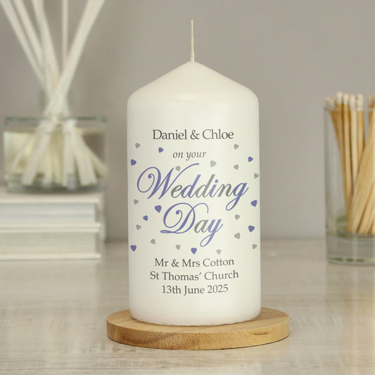 Personalised Wedding Day Pillar Candle - MK&JD Gifts