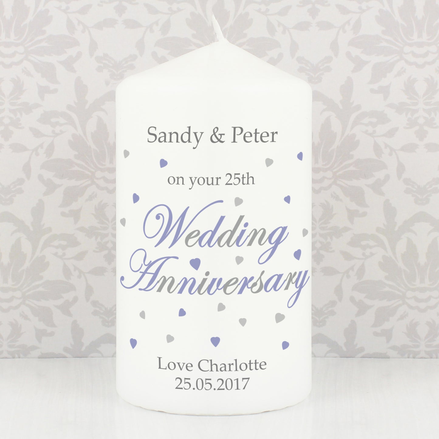 Personalised Anniversary Pillar Candle - MK&JD Gifts