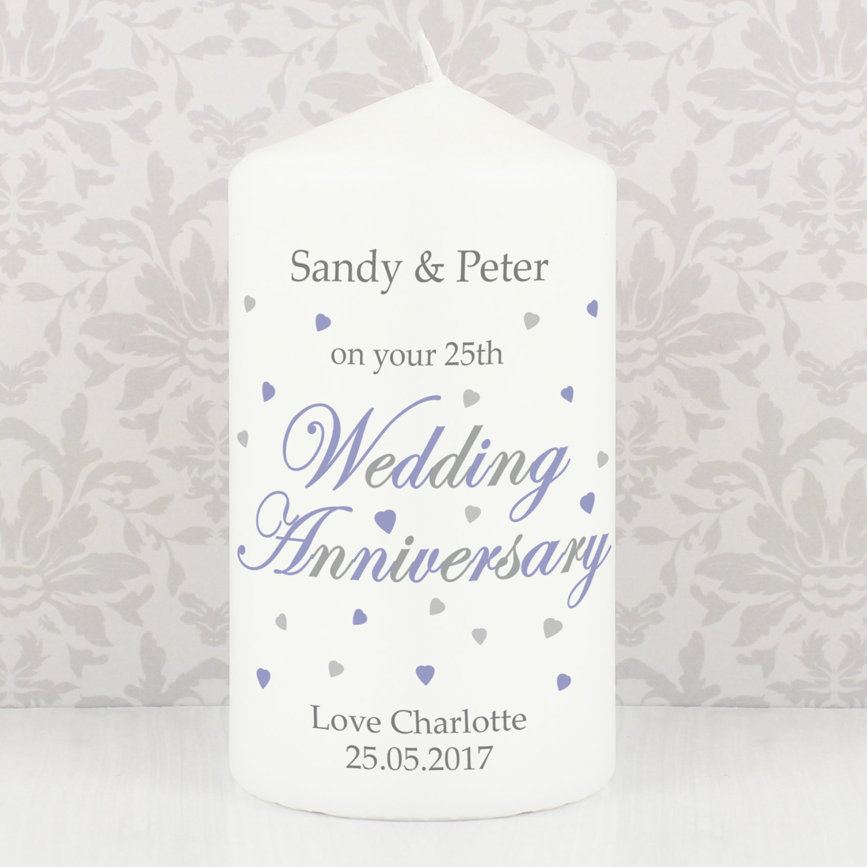 Personalised Anniversary Pillar Candle - MK&JD Gifts