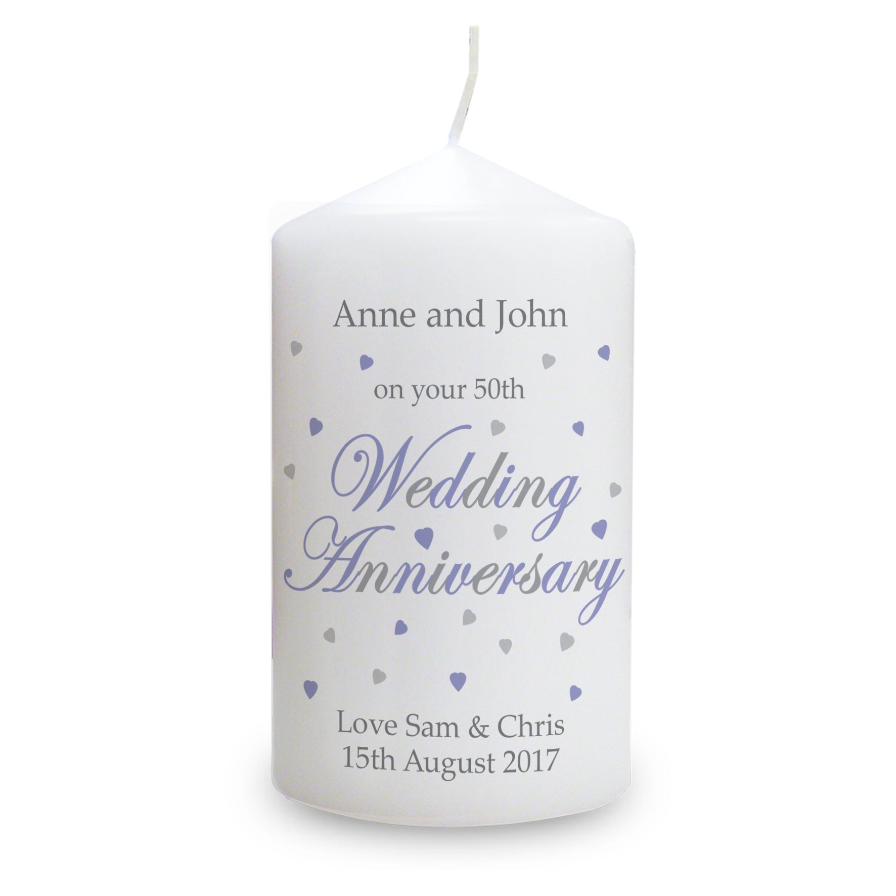 Personalised Anniversary Pillar Candle - MK&JD Gifts