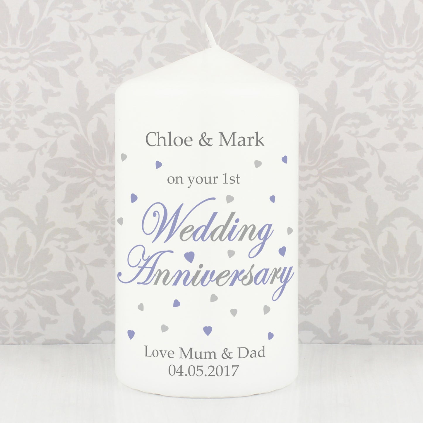 Personalised Anniversary Pillar Candle - MK&JD Gifts