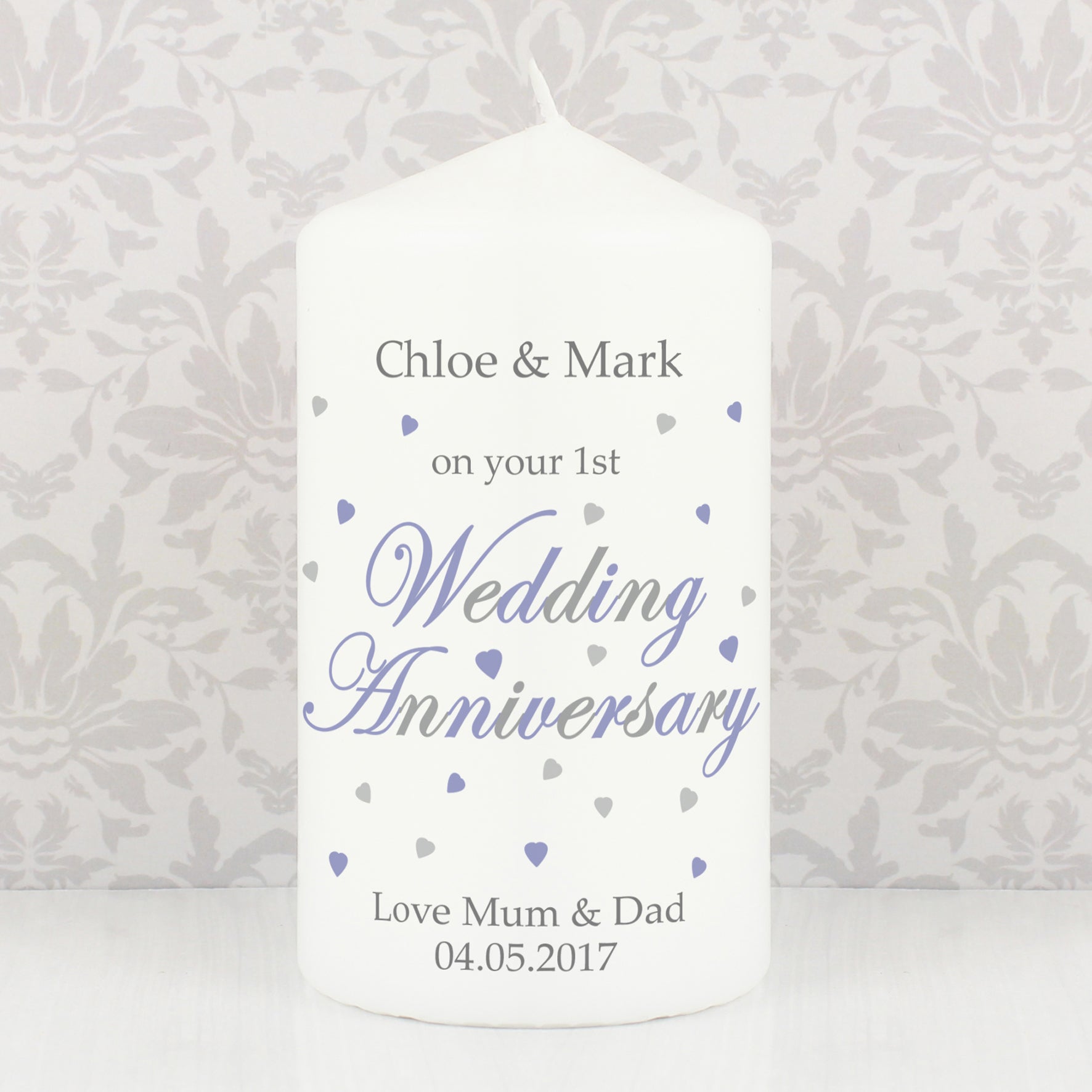 Personalised Anniversary Pillar Candle - MK&JD Gifts