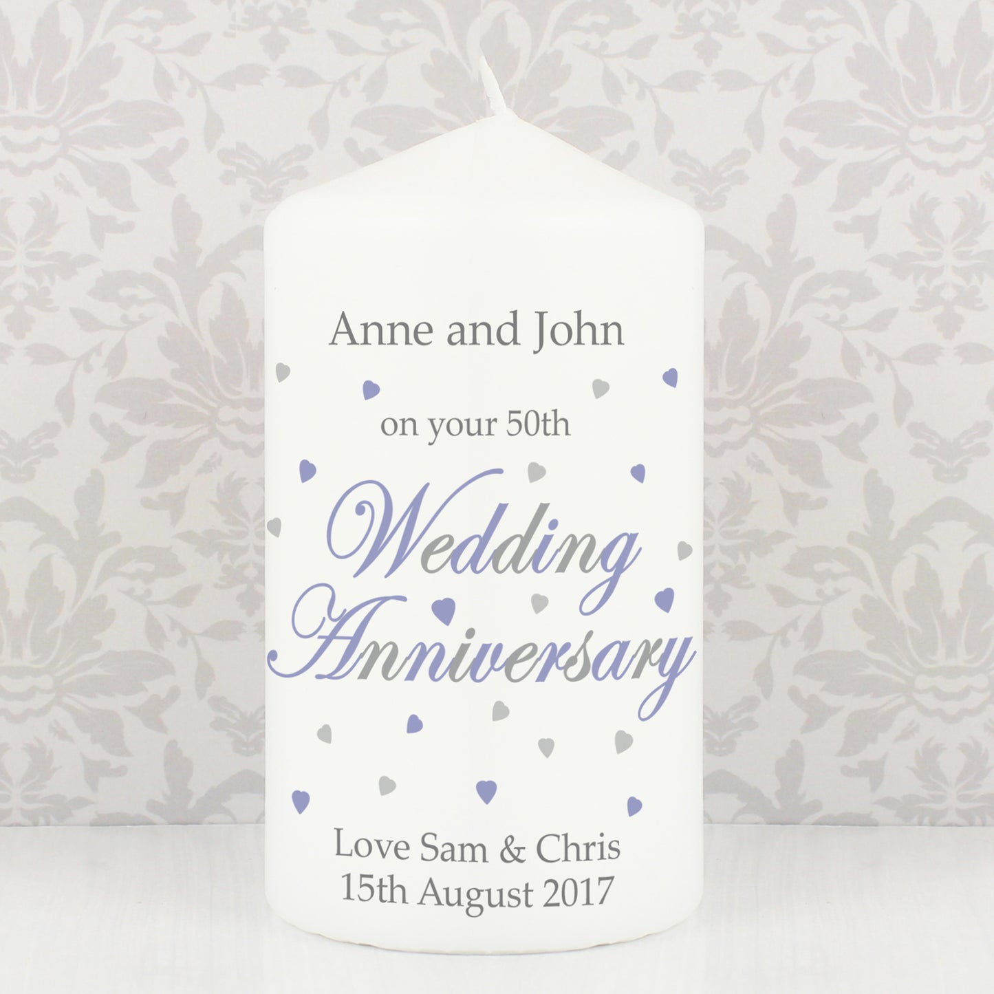 Personalised Anniversary Pillar Candle - MK&JD Gifts