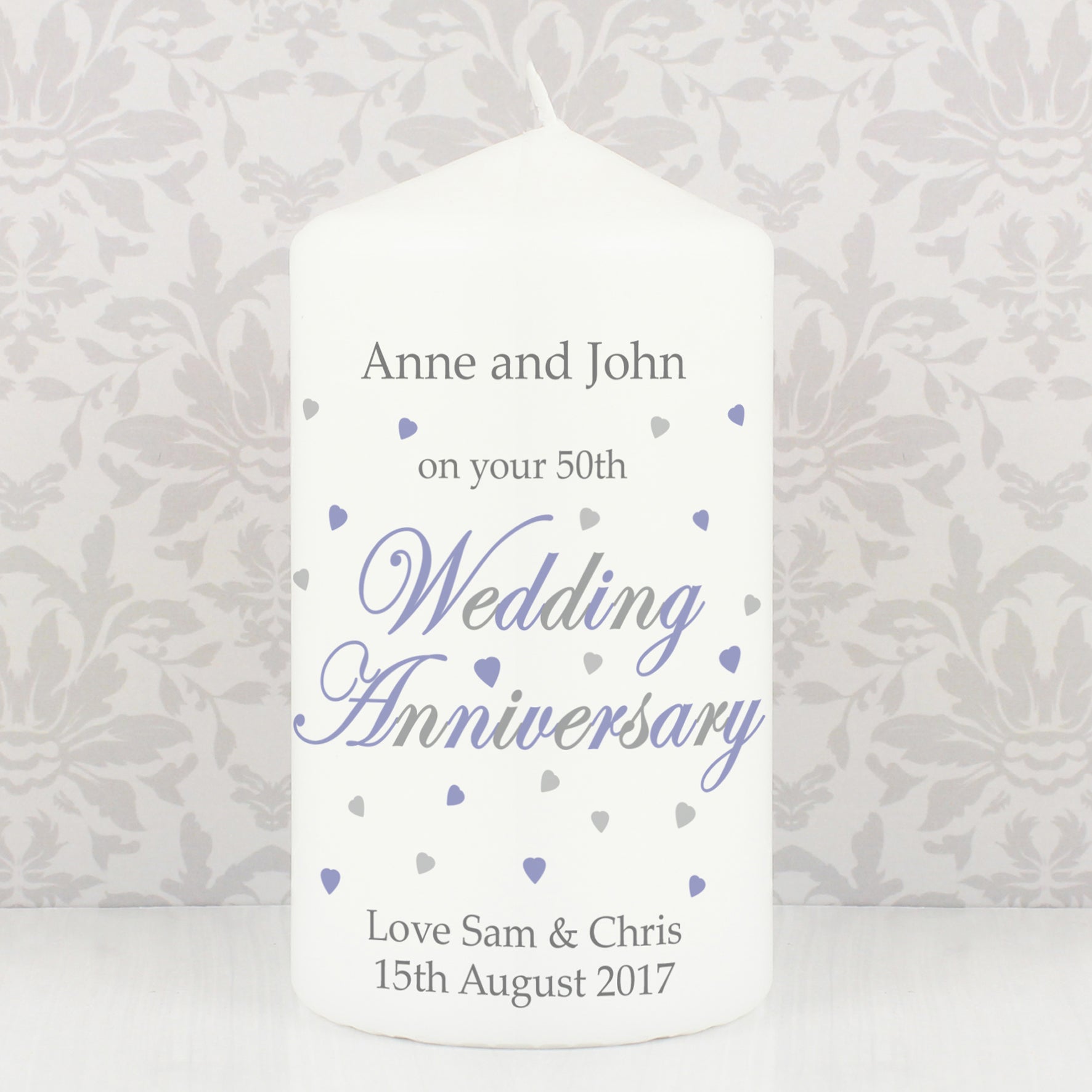 Personalised Anniversary Pillar Candle - MK&JD Gifts