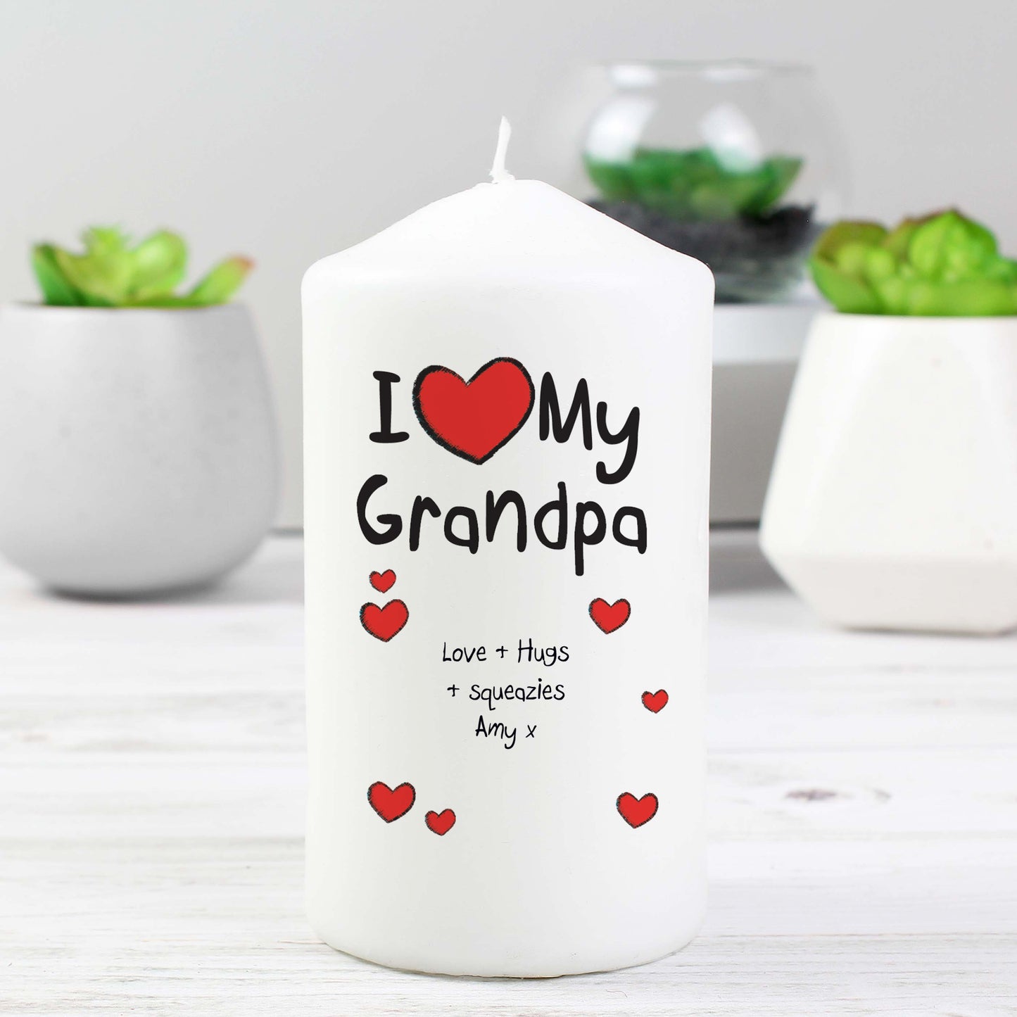 Personalised I Heart My Pillar Candle - MK&JD Gifts