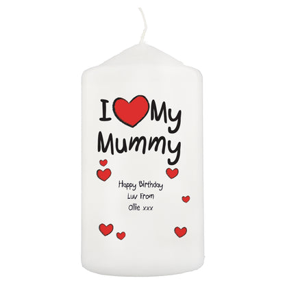 Personalised I Heart My Pillar Candle - MK&JD Gifts