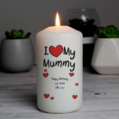 Personalised I Heart My Pillar Candle - MK&JD Gifts