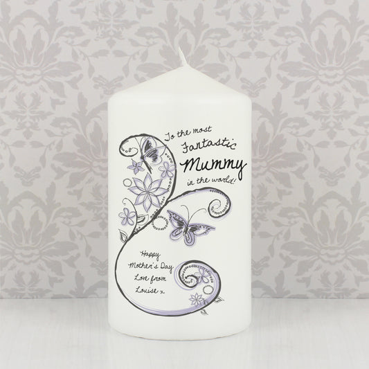 Personalised Flower Pattern Pillar Candle - MK&JD Gifts