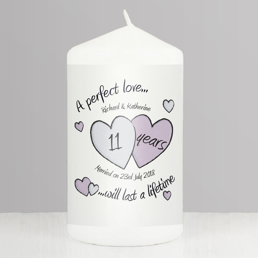 Personalised A Perfect Love Anniversary Pillar Candle - MK&JD Gifts