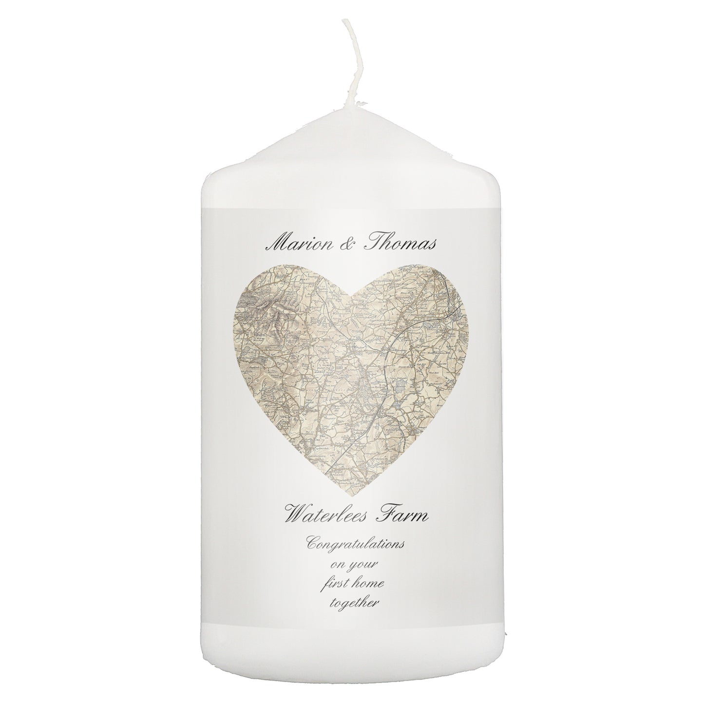 Personalised 1896 - 1904 Revised New Heart Map Pillar Candle - MK&JD Gifts