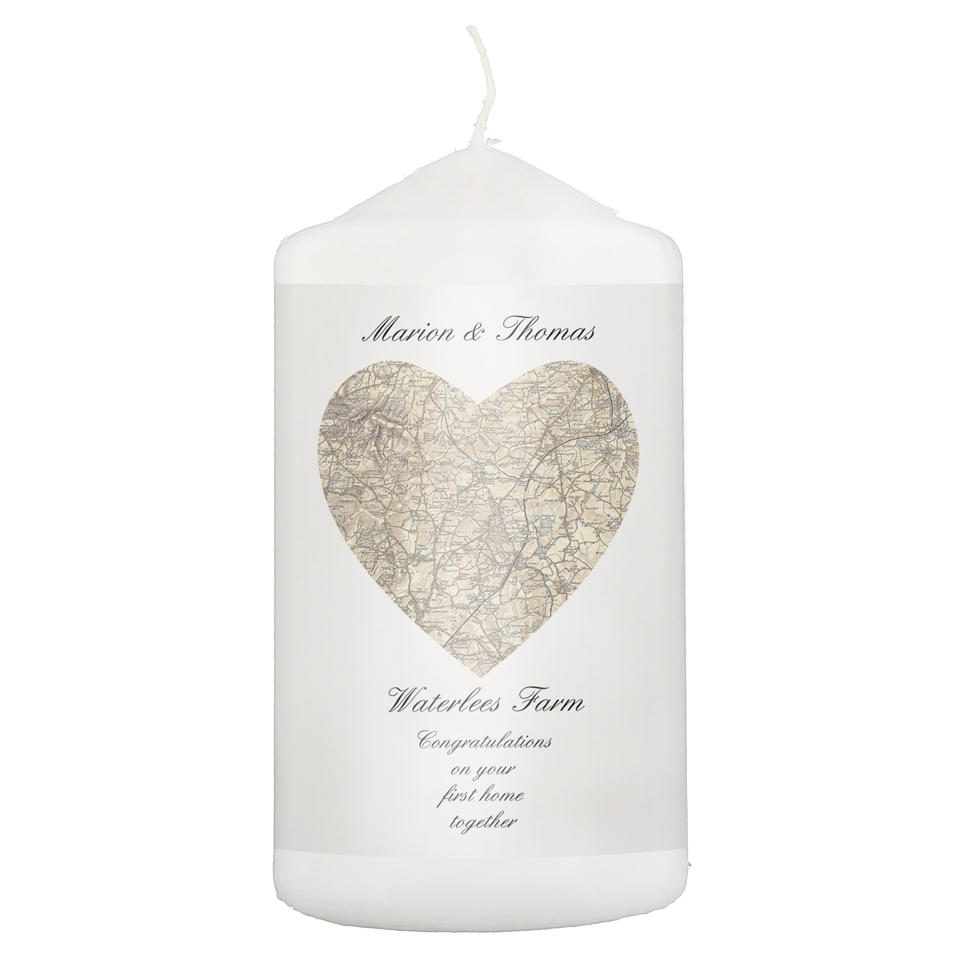 Personalised 1896 - 1904 Revised New Heart Map Pillar Candle - MK&JD Gifts