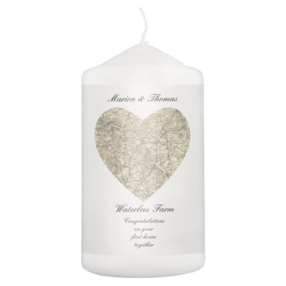 Personalised 1896 - 1904 Revised New Heart Map Pillar Candle - MK&JD Gifts