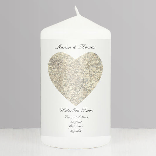 Personalised 1896 - 1904 Revised New Heart Map Pillar Candle - MK&JD Gifts