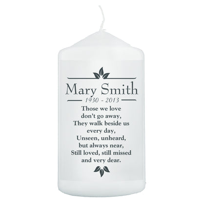 Personalised Sentiments 'Those We Love' Pillar Candle - MK&JD Gifts