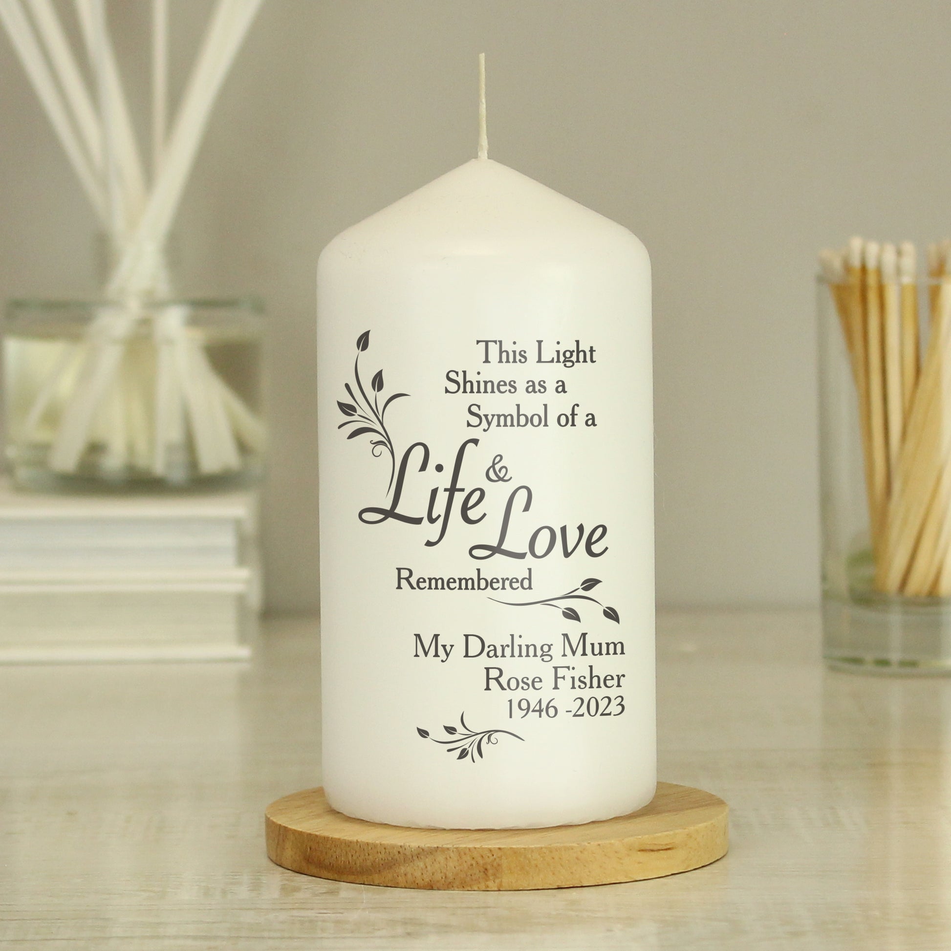 Personalised Life & Love Pillar Candle - MK&JD Gifts