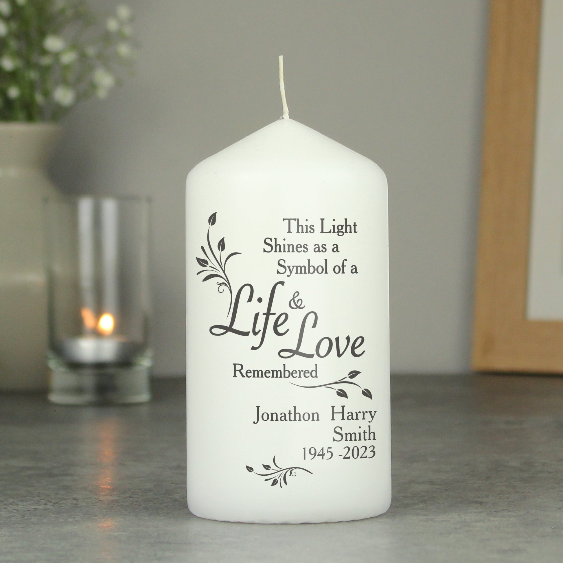 Personalised Life & Love Pillar Candle - MK&JD Gifts