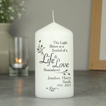 Personalised Life & Love Pillar Candle - MK&JD Gifts