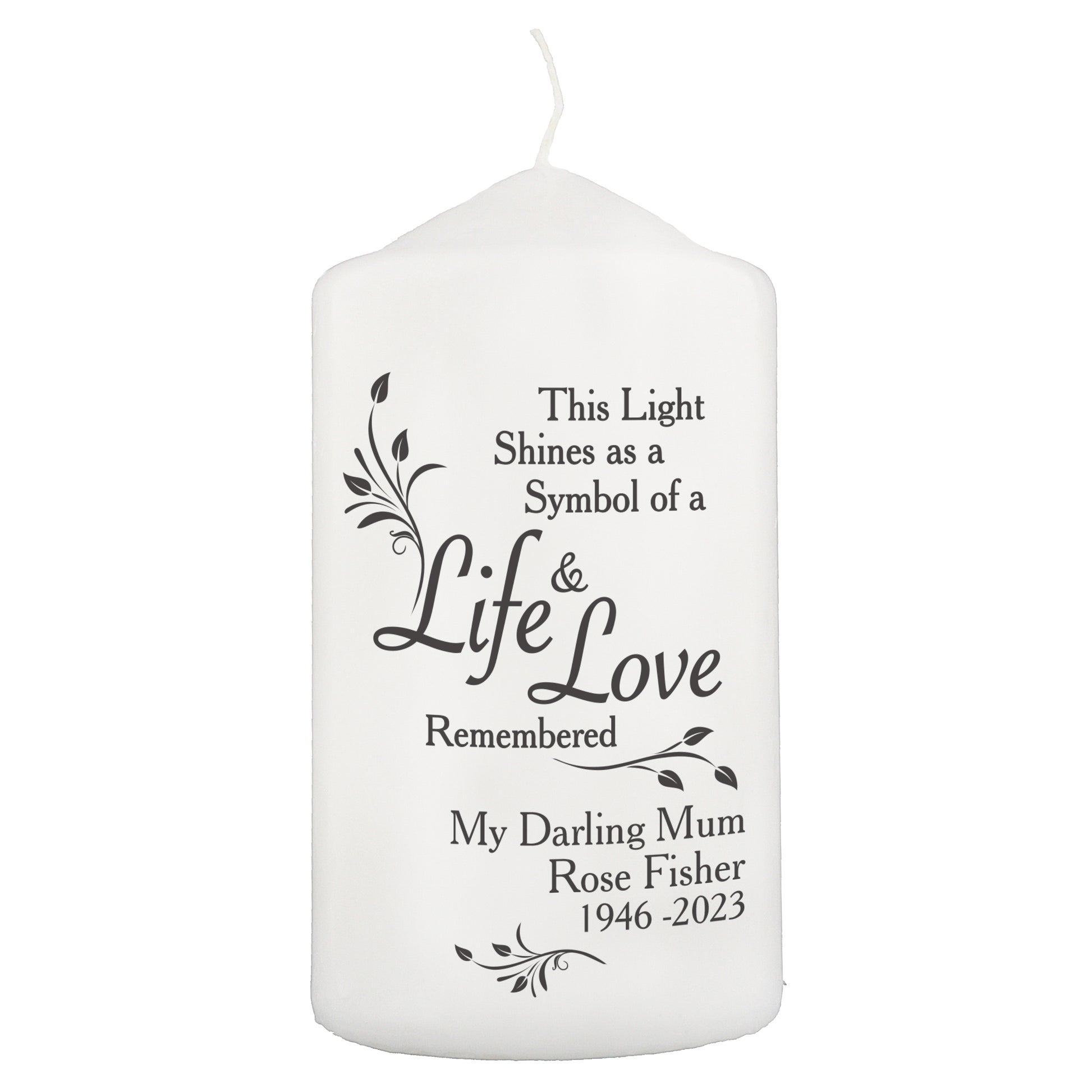 Personalised Life & Love Pillar Candle - MK&JD Gifts