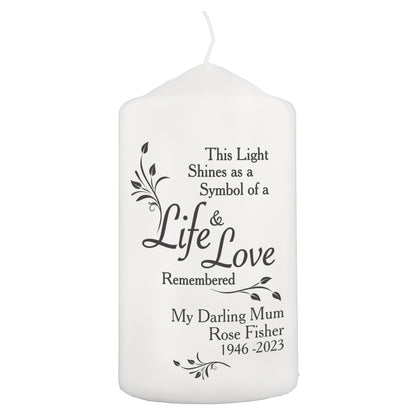 Personalised Life & Love Pillar Candle - MK&JD Gifts
