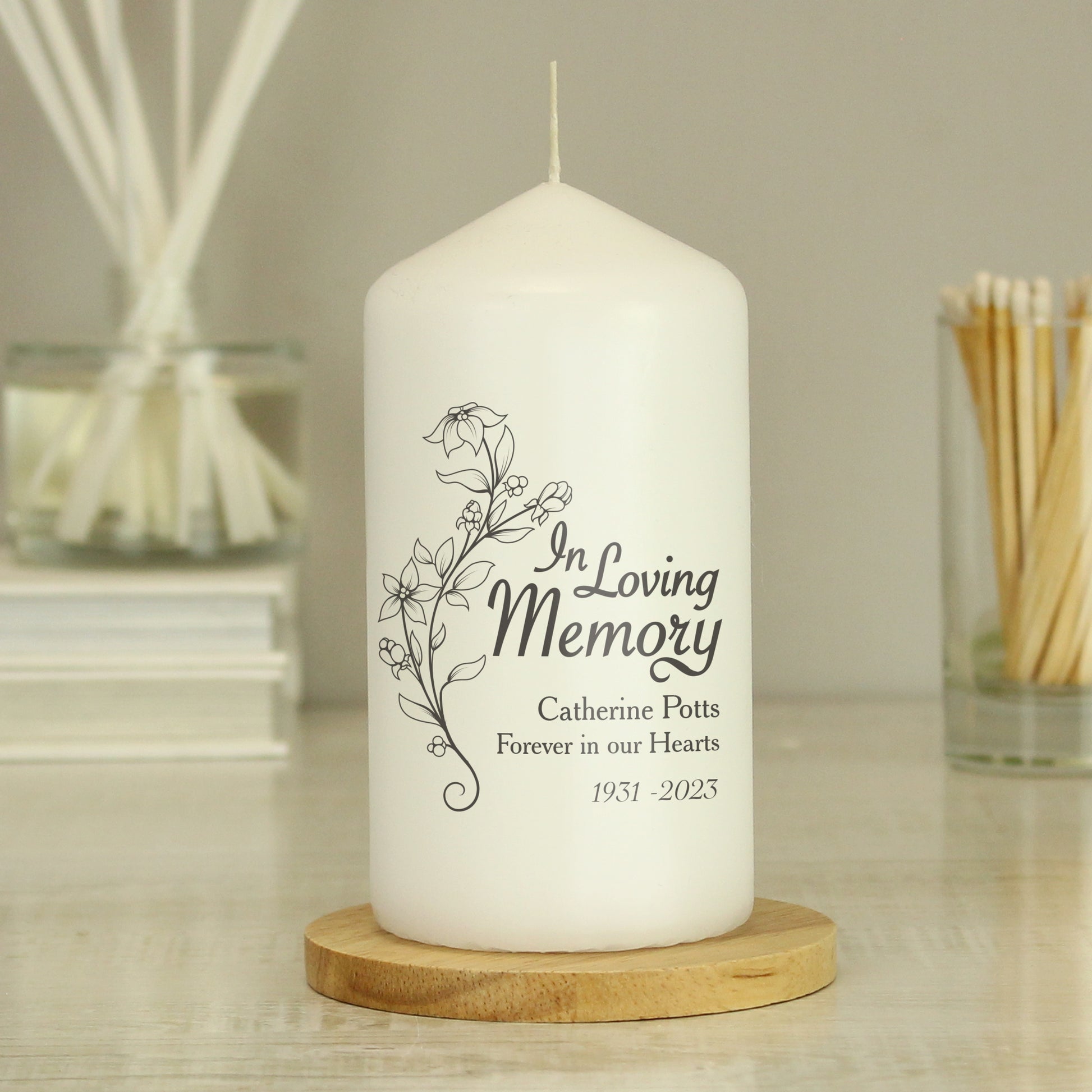 Personalised In Loving Memory Pillar Candle - MK&JD Gifts