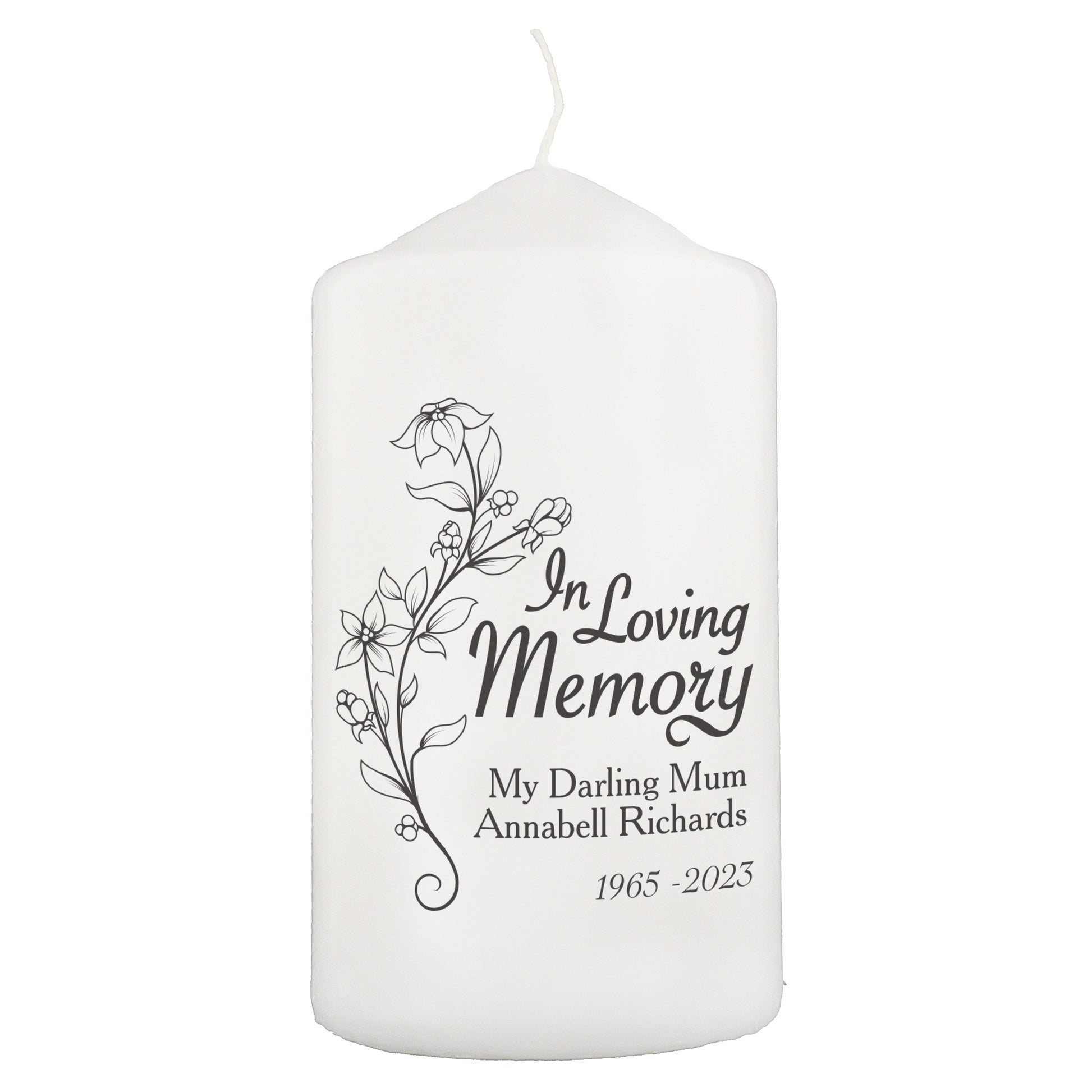 Personalised In Loving Memory Pillar Candle - MK&JD Gifts