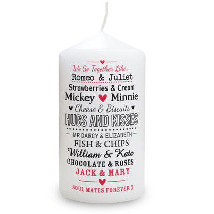 Personalised We Go Together Like.... Pillar Candle - MK&JD Gifts