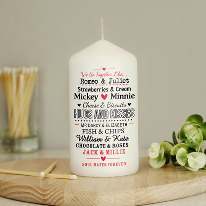 Personalised We Go Together Like.... Pillar Candle - MK&JD Gifts