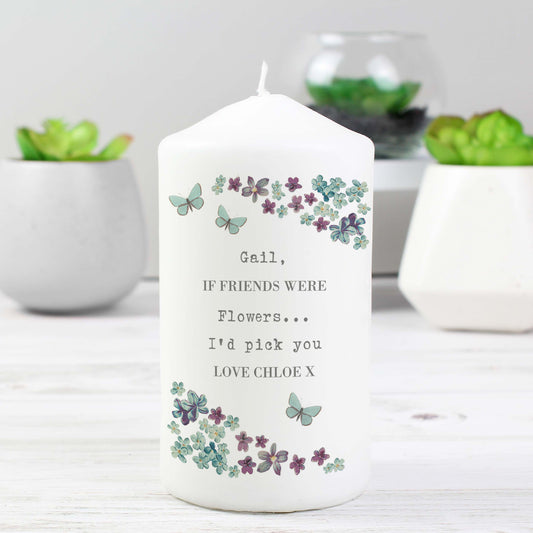 Personalised Forget me not Pillar Candle - MK&JD Gifts