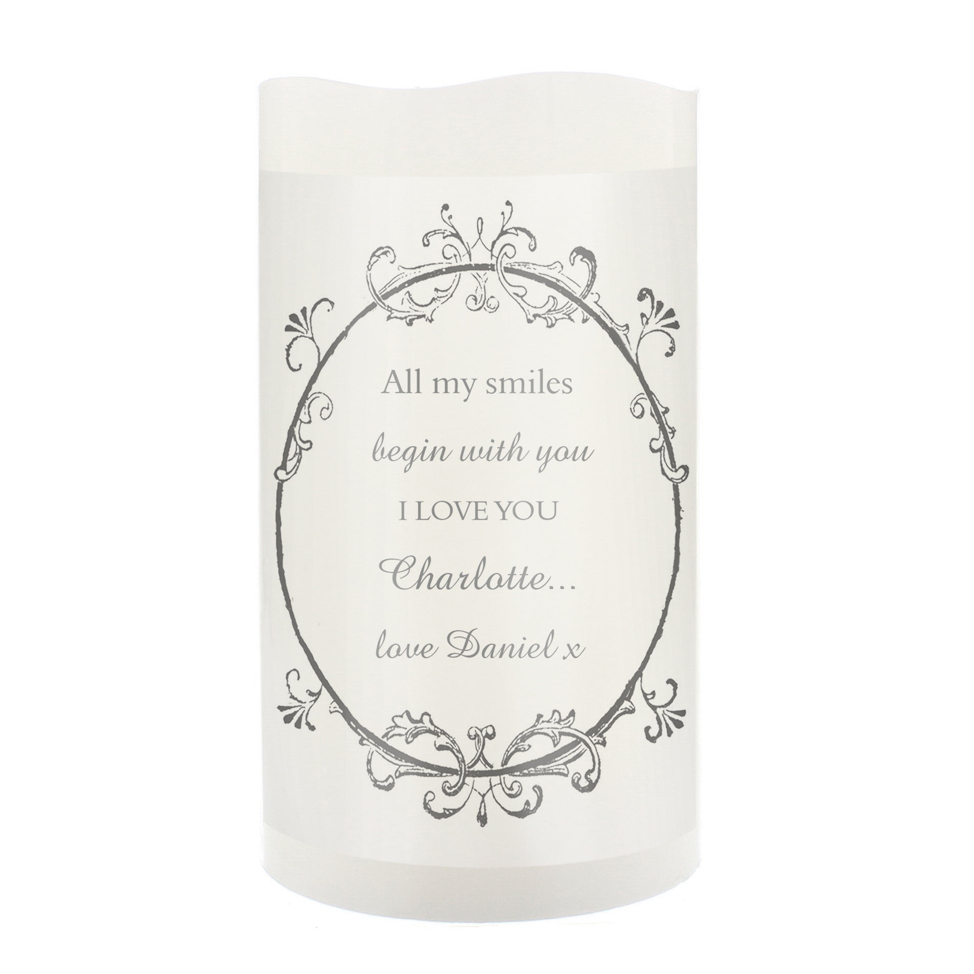 Personalised Ornate Frame LED Candle - MK&JD Gifts