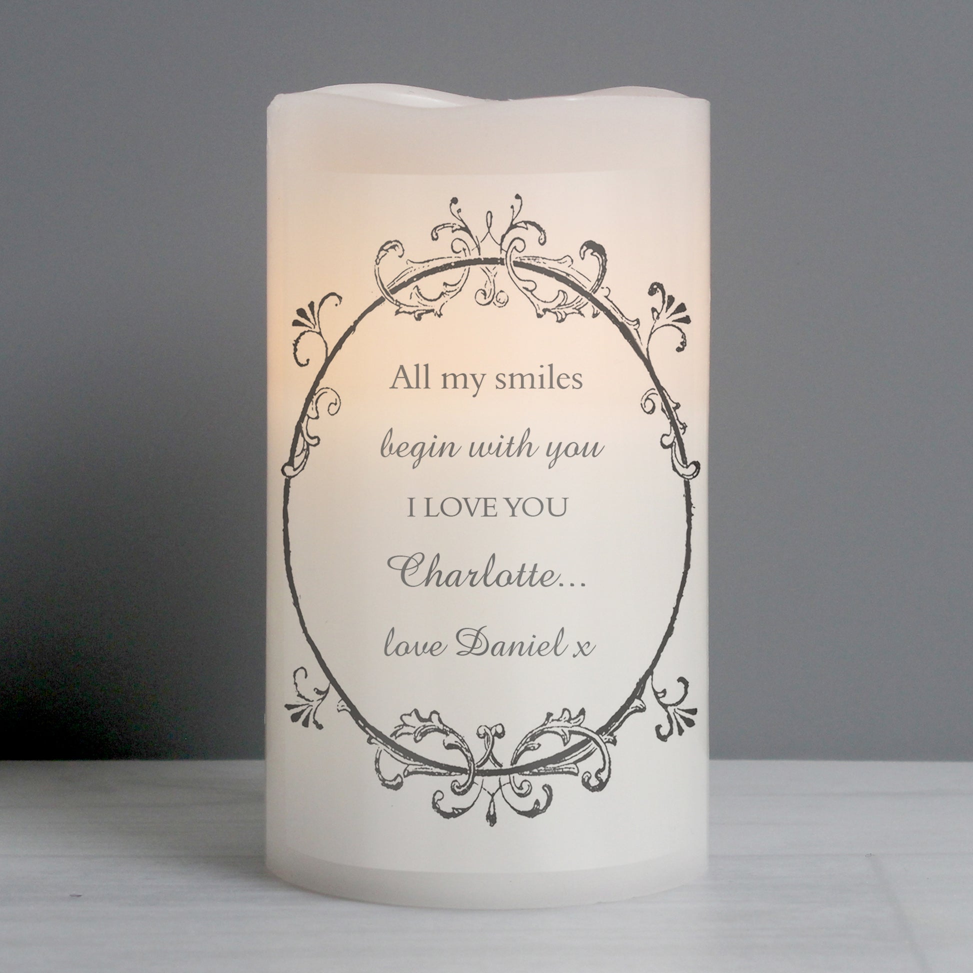 Personalised Ornate Frame LED Candle - MK&JD Gifts