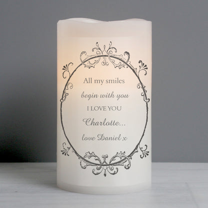 Personalised Ornate Frame LED Candle - MK&JD Gifts