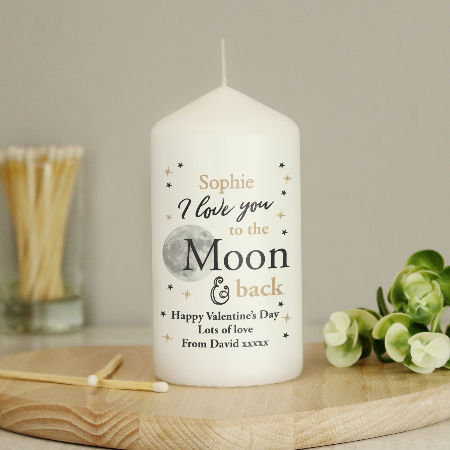 Personalised To the Moon and Back... Pillar Candle - MK&JD Gifts