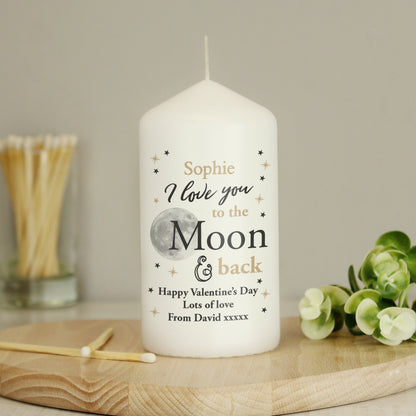 Personalised To the Moon and Back... Pillar Candle - MK&JD Gifts